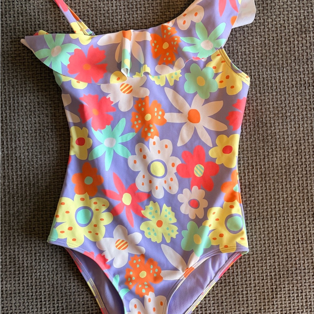 Vibrant Floral Kids One Piece Swimsuit